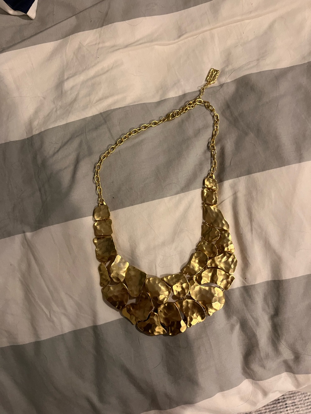Gold Textured Petal Layered Necklace - Women Jewelry